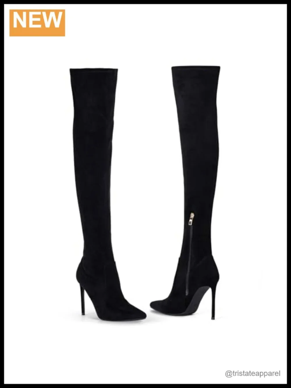 Over the Knee Boots Stretch Suede Pointed Toe Stiletto Heel Side Zip